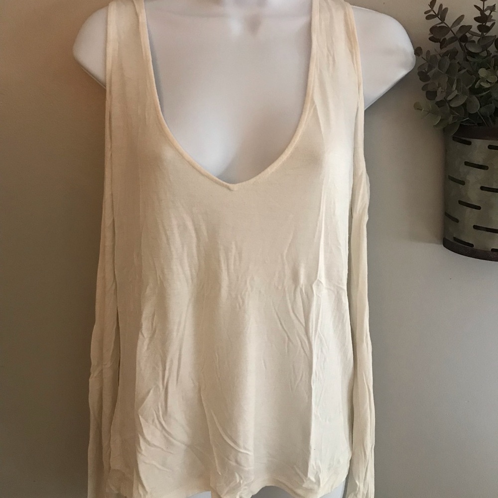 Tobi Cold shoulder long sleeve top with open back